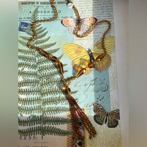 1920’s Amber Glass Beaded Necklace with Tassel